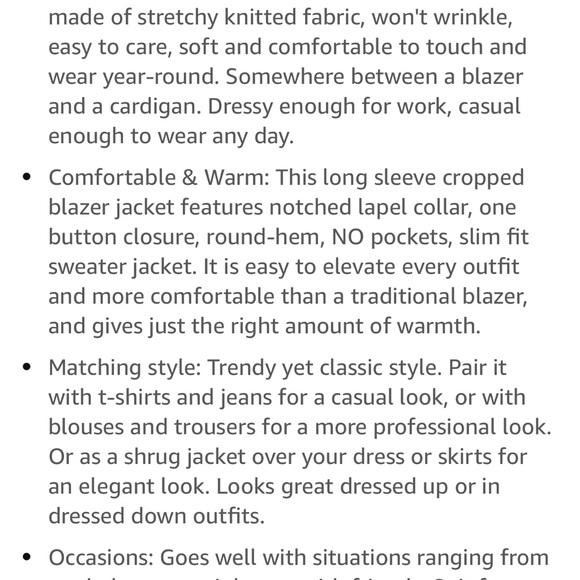 GRACE KARIN Blazers Sweater Cropped Knit Blazer Jacket for Women S - Picture 3 of 3